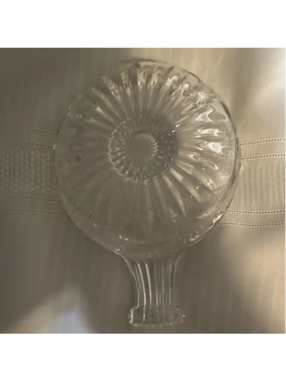 Clear Pressed Glass Floral Candle Holder with Handle Decorative Taper